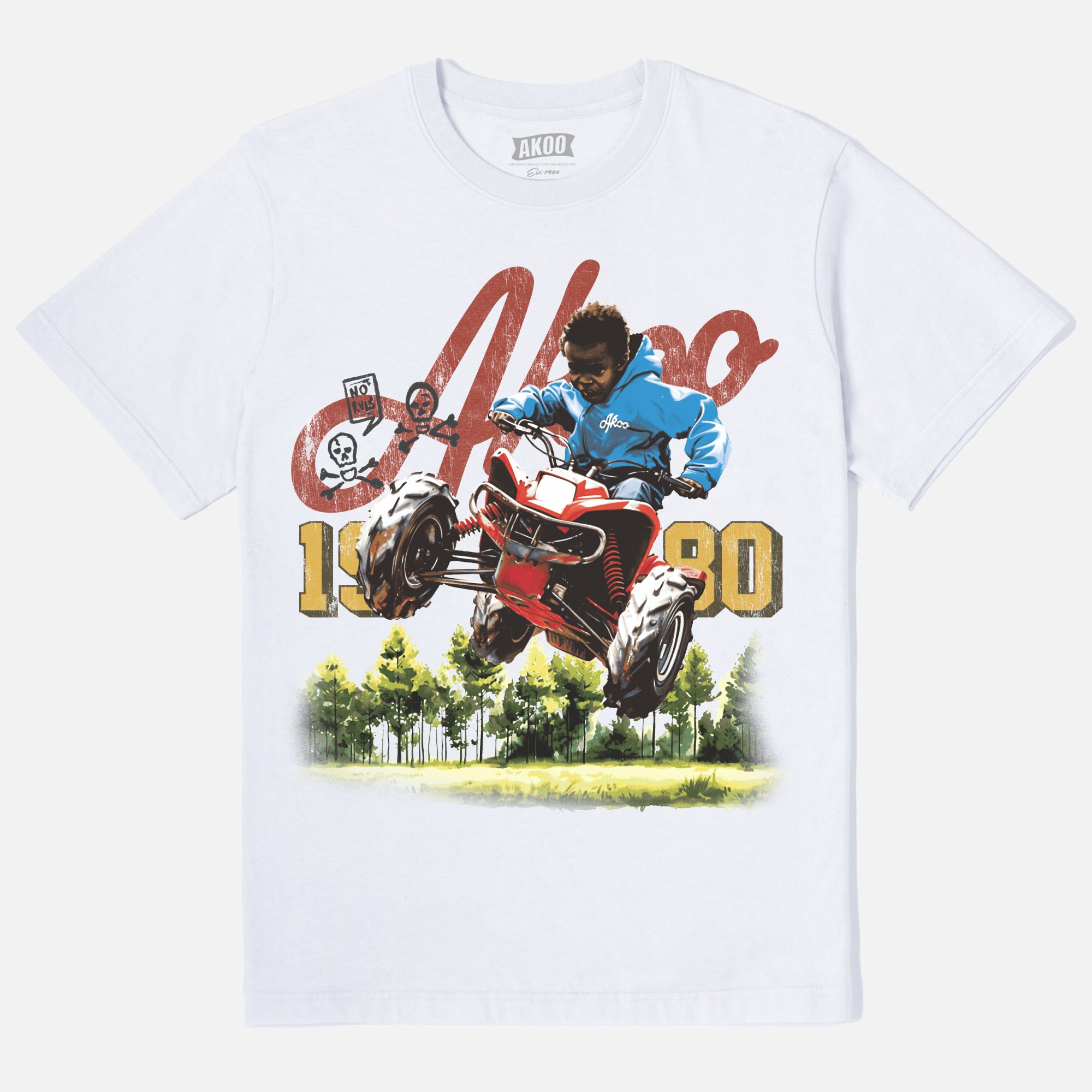 T-shirt homme Akoo taille XL vert mer uni graphique manches