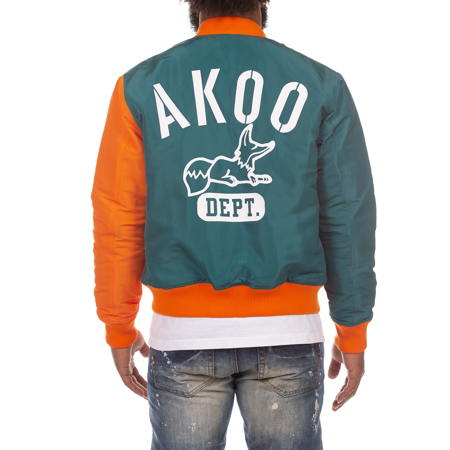 Akoo Men's Flight Bomber Jacket (Orange Tiger)