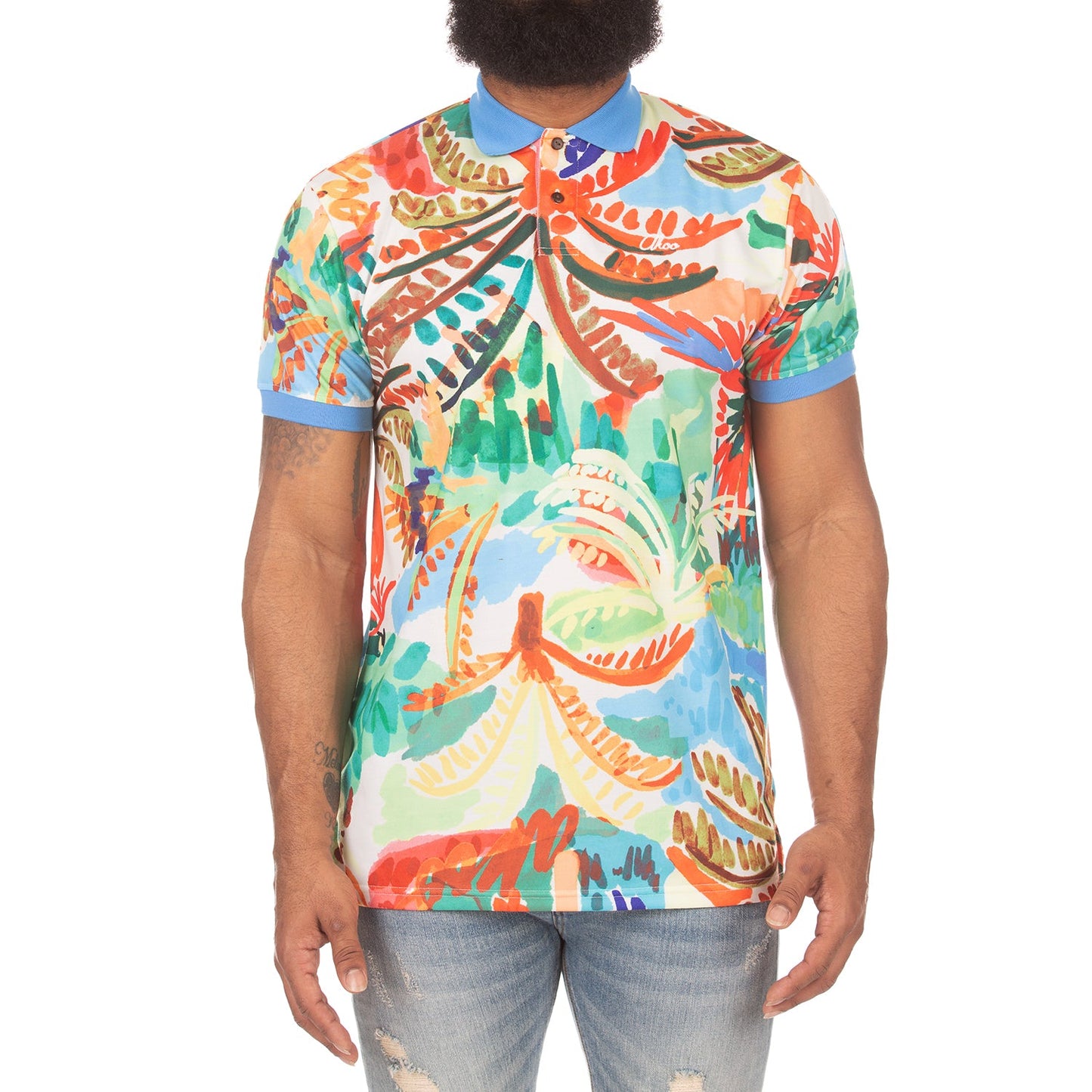 AKOO Men's Reef SS Polo (Azure Blue)